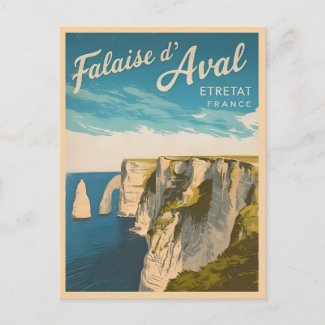 Vintage Travel Cliffs of Etretat France Landscape