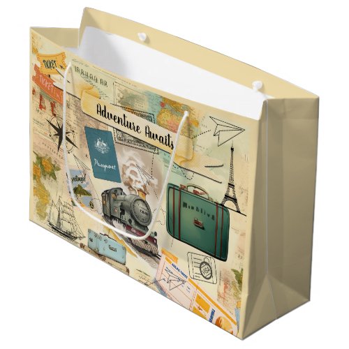 Vintage Travel Collage Large Gift Bag