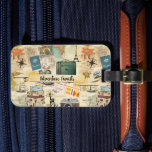 Vintage Travel Collage Luggage Tag<br><div class="desc">This luggage tag features a vintage style collage of travel elements. The text on the front of the luggage tag is customizable with your own text.</div>