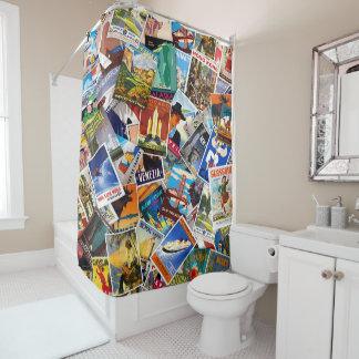 Vintage Travel Collage No. 3 Shower Curtain