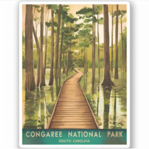 Vintage Travel Congaree National Park Retro Scenic Sticker