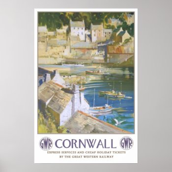 Vintage Travel Cornwall Poster by ContinentalToursist at Zazzle