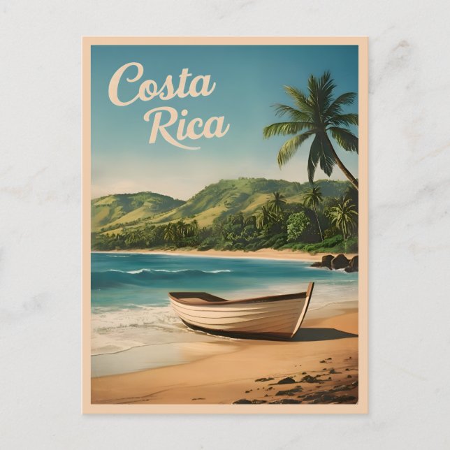 Vintage Travel Costa Rica Seaside Retro Scenic Postcard (Front)