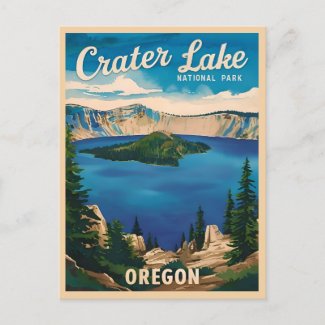 Vintage Travel Crater Lake National Park Oregon