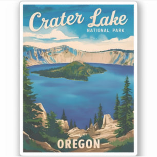 Vintage Travel Crater Lake National Park Oregon Sticker
