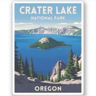 Vintage Travel Crater Lake National Park Oregon Sticker