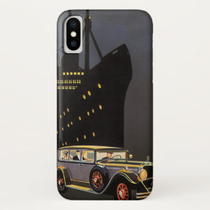 Vintage Travel, Cruise Ship and Antique Car iPhone X Case