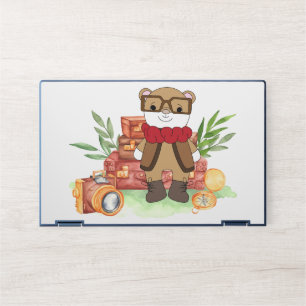 Vintage Travel Cute Bear Cartoon Adventure HP Laptop Skin