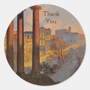 Vintage Travel Design with the Roman Forum Thanks Classic Round Sticker