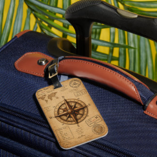 Vintage Travel Diary Compass Luggage Tag
