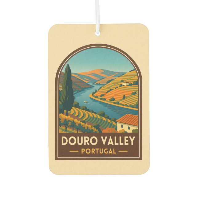Vintage Travel Douro Valley Portugal Retro Scenic Air Freshener (Front)