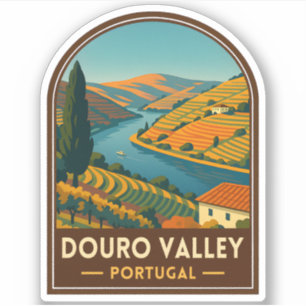 Vintage Travel Douro Valley Portugal Retro Scenic Sticker