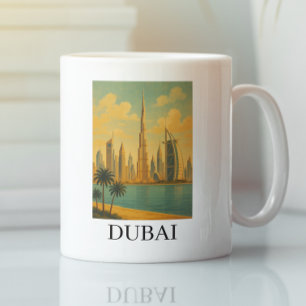 Vintage Travel Dubai Travel – Retro UAE Skyline Coffee Mug