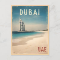 Vintage Travel Dubai UAE Beach Retro Scenic