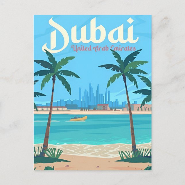 vintage travel Dubai United Arab Emirates city Postcard (Front)