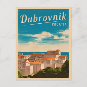 Vintage Travel Dubrovnik Croatia Retro Scenic Postcard