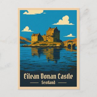 Vintage Travel Eilean Donan Castle Scotland Retro