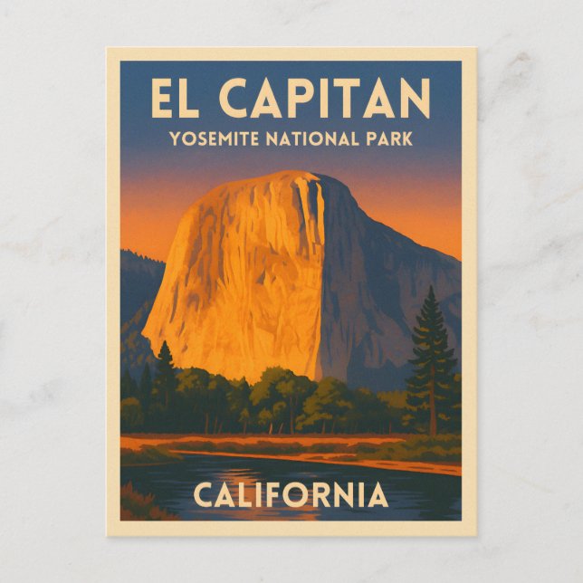 Vintage Travel El Capitan Yosemite National Park Postcard (Front)