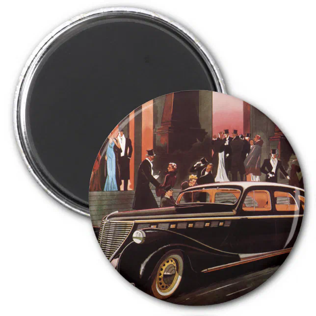 Vintage Travel, Elegant Stretch Limo Limousine Car Magnet