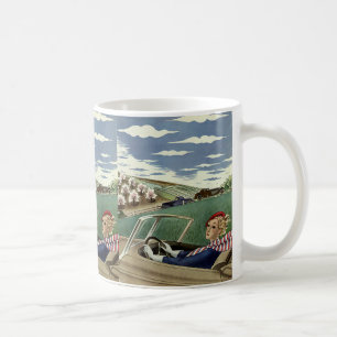 Vintage Travel, Elegant Woman in Convertible Car Coffee Mug