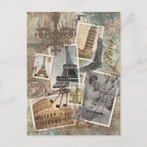 Vintage Travel Europe Photographs Paris Italy Postcard