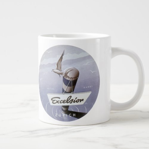 Vintage Travel Excelsior Hotel Zurich Switzerland Giant Coffee Mug