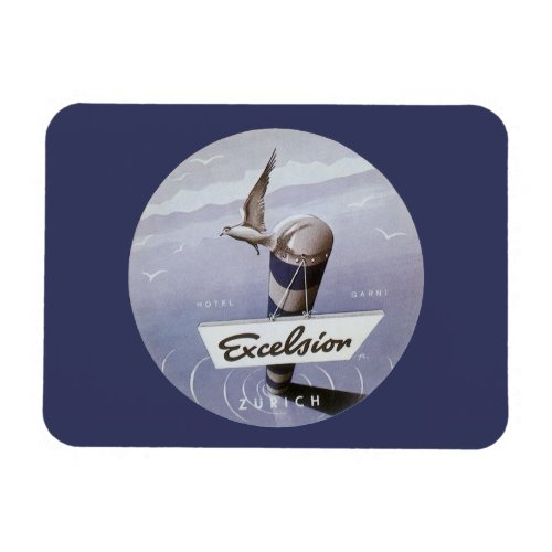 Vintage Travel Excelsior Hotel Zurich Switzerland Magnet