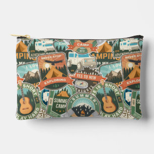 Vintage Travel Explorer Pattern Accessory Pouch