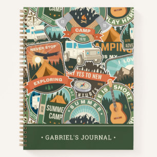 Vintage Travel Explorer Pattern Add Your Name Notebook