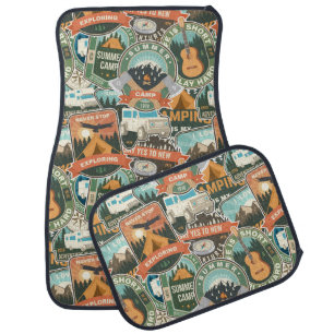 Vintage Travel Explorer Pattern Car Floor Mat