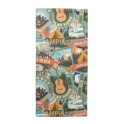 Vintage Travel Explorer Pattern Cloth Napkin