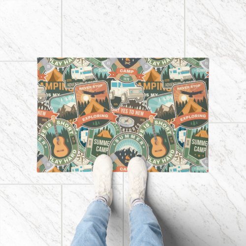 Vintage Travel Explorer Pattern Doormat