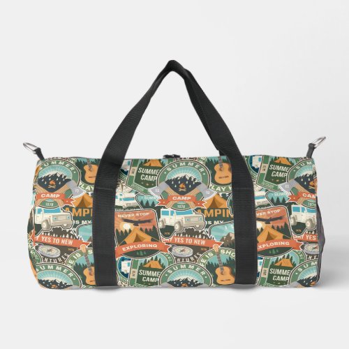 Vintage Travel Explorer Pattern Duffle Bag