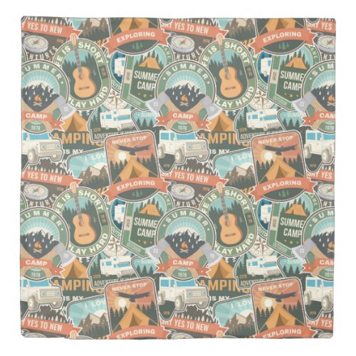 Vintage Travel Explorer Pattern Duvet Cover