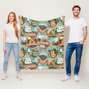 Vintage Travel Explorer Pattern Fleece Blanket