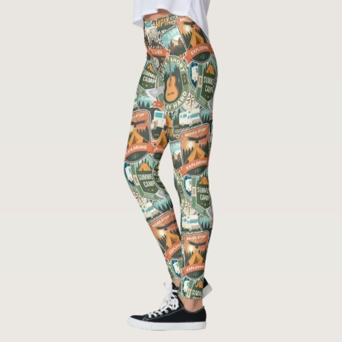 Vintage Travel Explorer Pattern Leggings