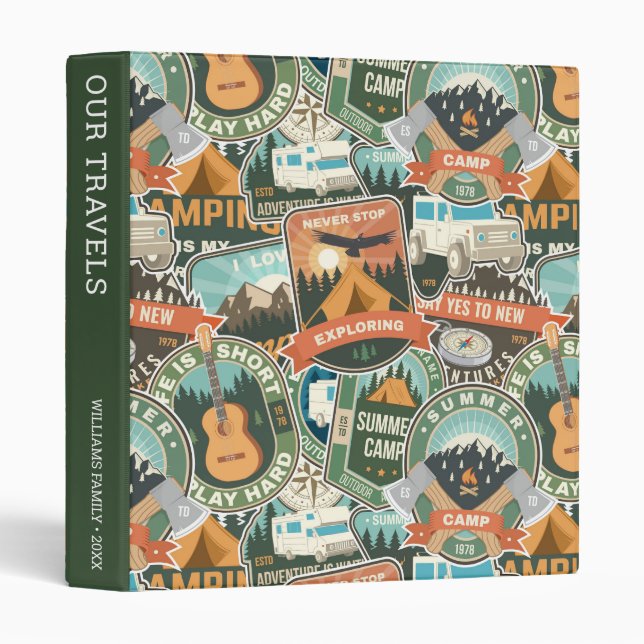 Vintage Travel Explorer Pattern | Our Travels 3 Ring Binder (Front/Spine)