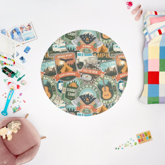 Vintage Travel Explorer Pattern Outdoor Rug (Insitu (Babyroom))