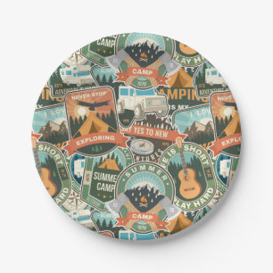 Vintage Travel Explorer Pattern Paper Plates