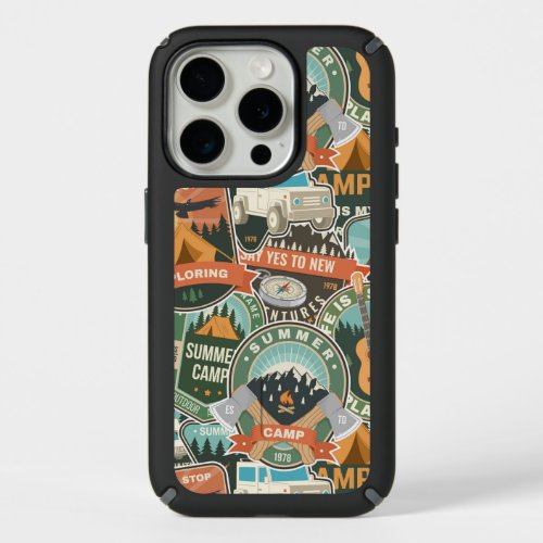 Vintage Travel Explorer Pattern iPhone 15 Pro Case