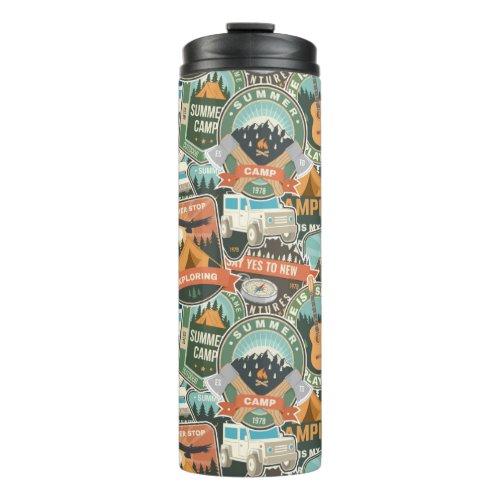 Vintage Travel Explorer Pattern Thermal Tumbler