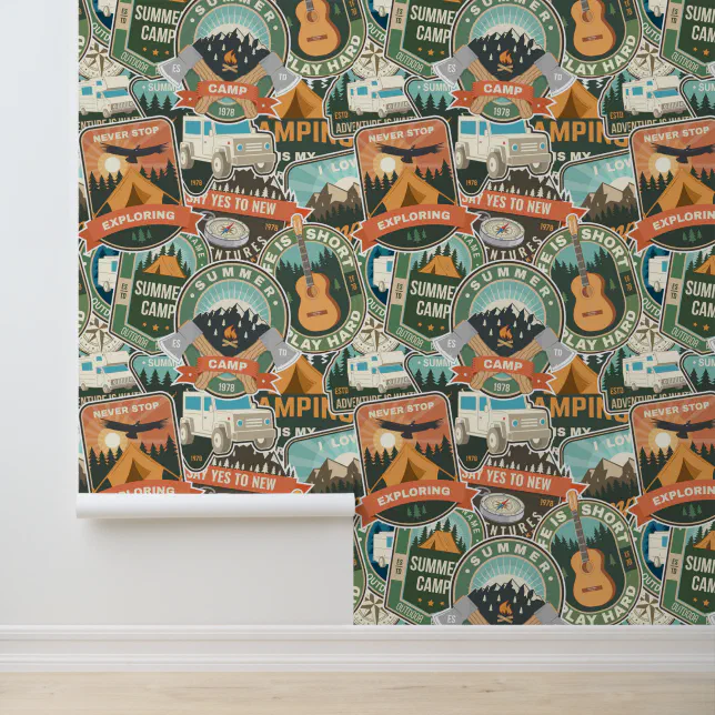 Vintage Travel Explorer Pattern Wallpaper | Zazzle