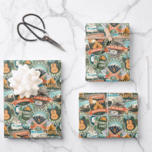 Vintage Travel Explorer Pattern Wrapping Paper Sheets