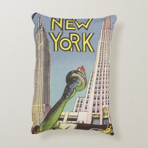 Vintage Travel Famous New York City Landmarks Accent Pillow