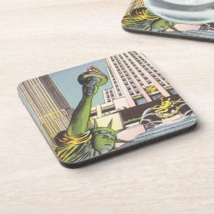 Vintage Travel, Famous New York City Landmarks Beverage Coaster