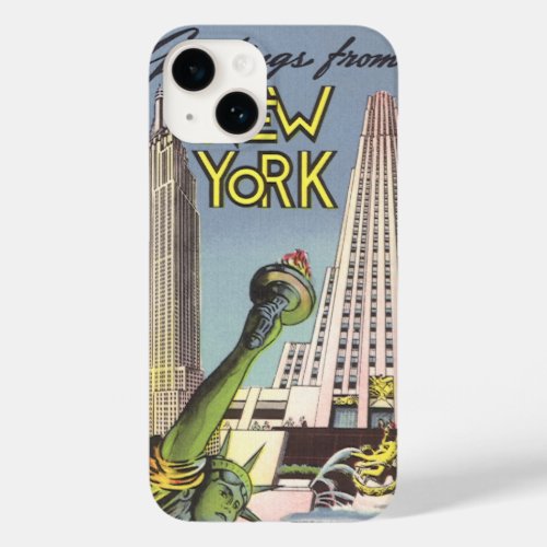 Vintage Travel Famous New York City Landmarks Case_Mate iPhone 14 Case