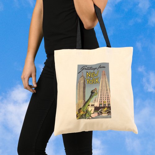 Vintage Travel Famous New York City Landmarks Tote Bag