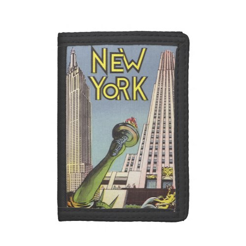 Vintage Travel Famous New York City Landmarks Trifold Wallet