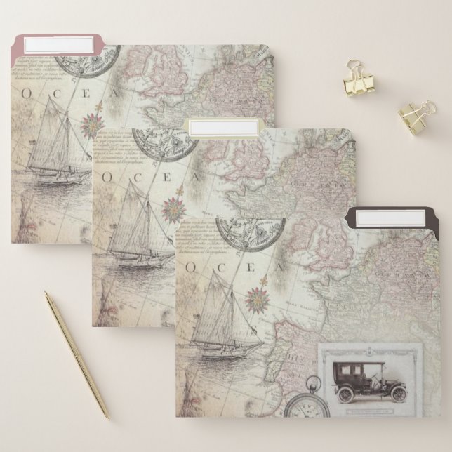 Vintage travel   file folder (Set)
