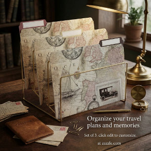Vintage travel file folder